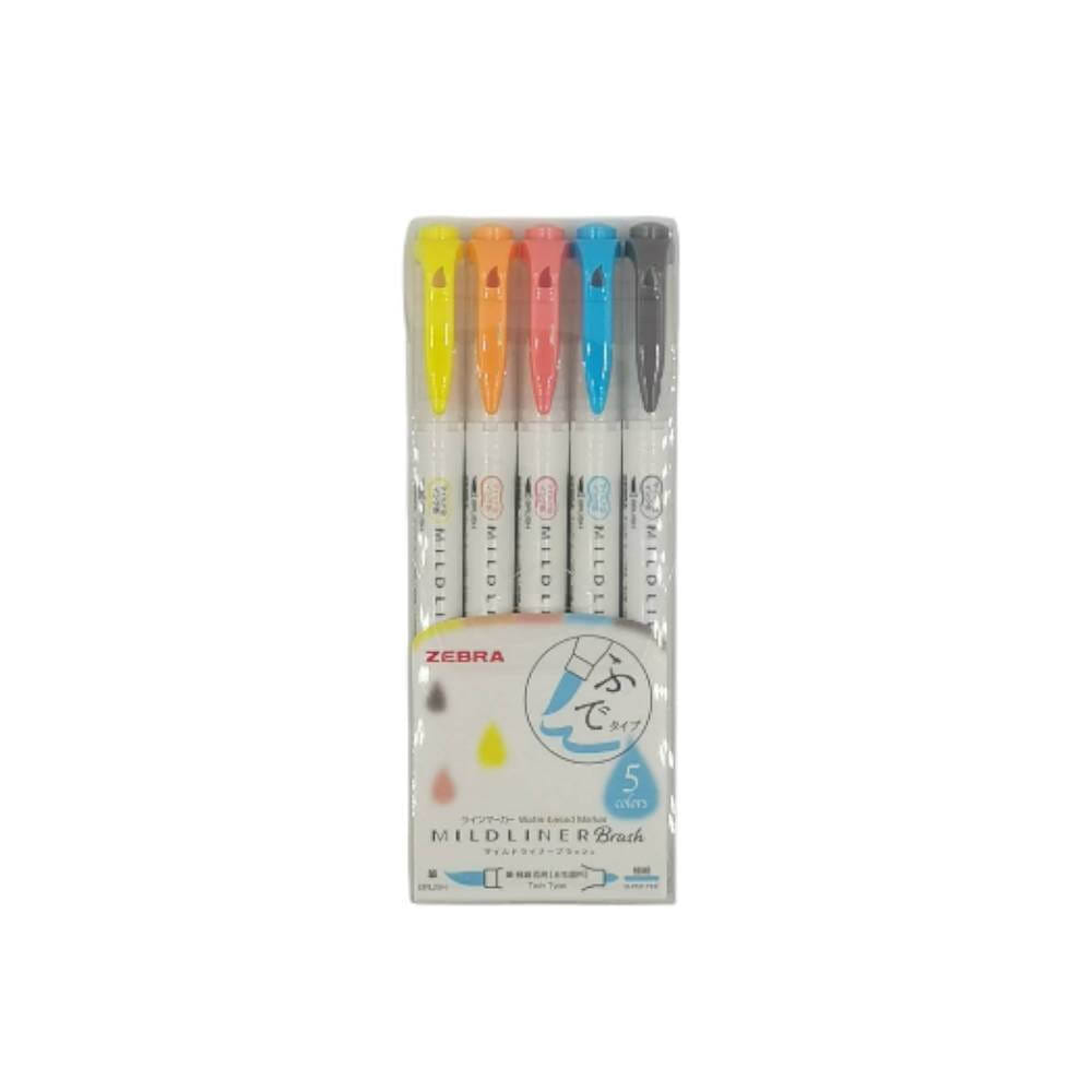 ปากกาไฮไลท์ ZEBRA MILDLINER BRUSH WFT8-N-5C แพ็ค 5 สี_0